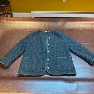 L.L. Bean button-down sweater 100% wool  coat, dark grey M/L